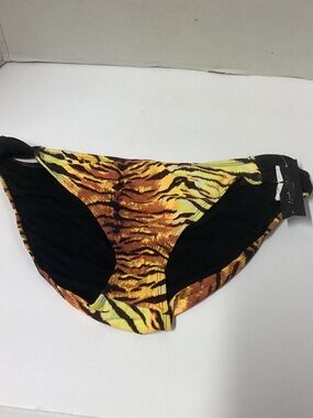 Ambrielle Tiger Print Bikini Bottoms in Yellow and Black